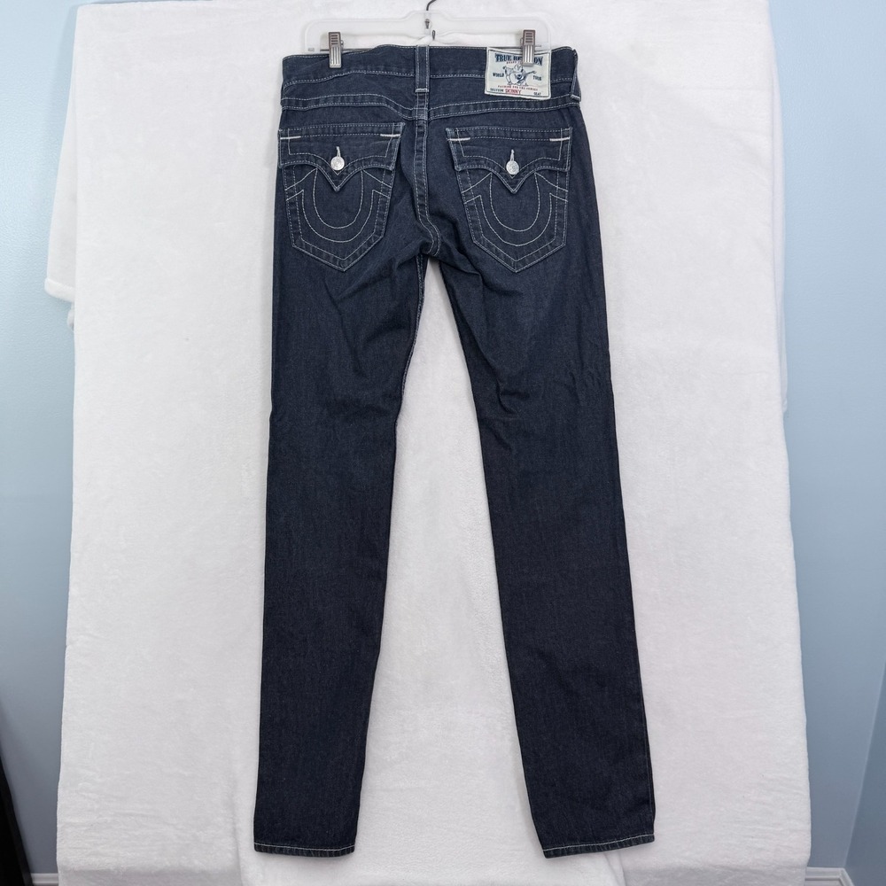 True Religion Jeans Mens 30 (32x33) Blue Dark Wash Skinny - Picture 12 of 12